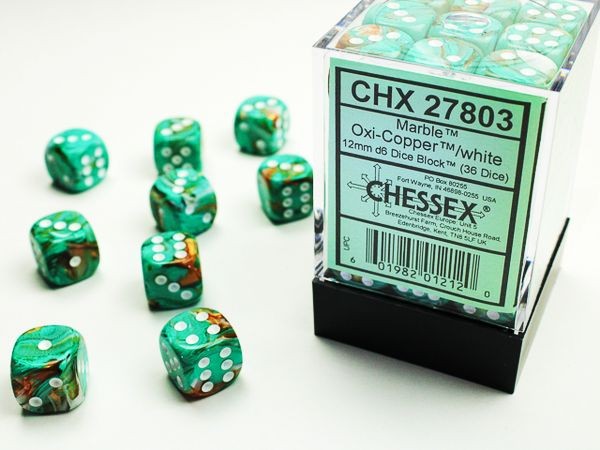 Chessex Marble Oxi-Copper w/ White - 36 w6 (12mm)