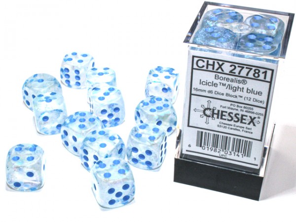 Chessex Borealis Icicle w/ Light Blue Luminary - 12 w6 16mm