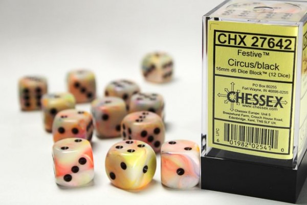 Chessex Festive Circus w/ Black - 12 w6 (16mm)