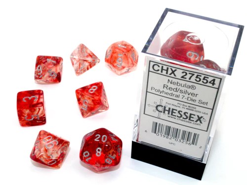 Chessex Nebula Red w/ Silver Dice Set (7)