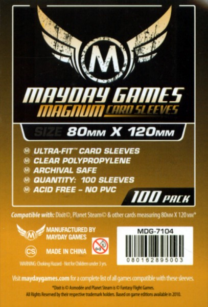 Mayday Games 100 Dixit u.a. Magnum Clear Sleeves (80 x 120mm)