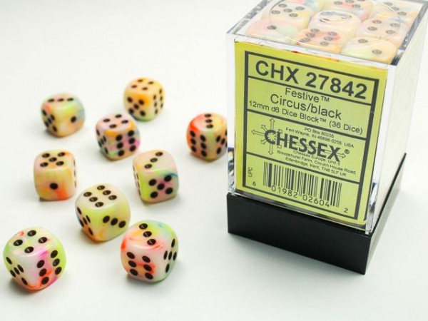 Chessex Festive Circus w/ Black - 36 w6 (12mm)