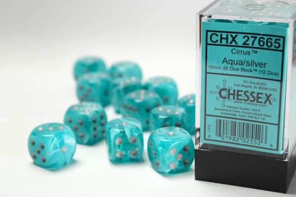 Chessex Cirrus Aqua/silver - 12 w6 16mm