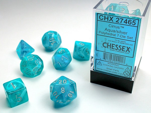 Chessex Cirrus Aqua w/ Silver 7w4-20