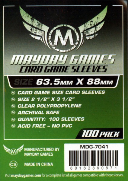 Mayday Games 100 Clear Sleeves (63,5 x 88 mm)