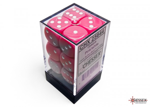 Chessex Opaque Pink/white - 12 w6 16mm