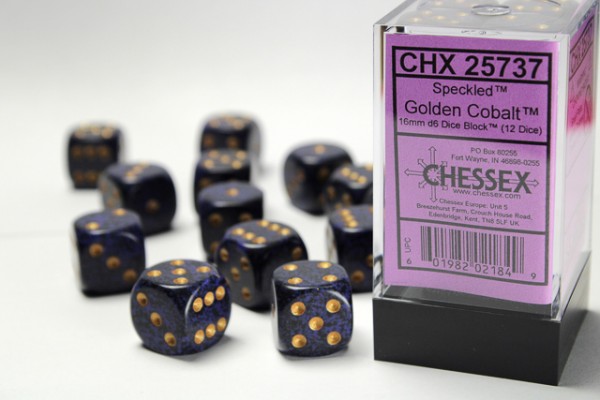 Chessex Speckled Golden Cobalt - 12 w6 (16mm)