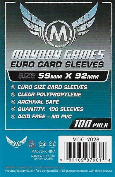 Mayday Games 100 Euro Clear Sleeves (59 x 92mm)