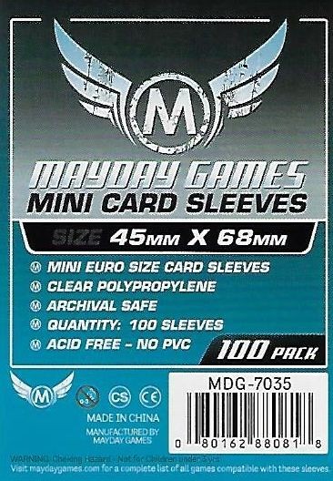 Mayday Games 100 Mini Euro Clear Sleeves (45 x 68mm)
