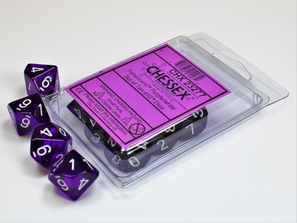 Chessex Translucent Purple/white 10w10