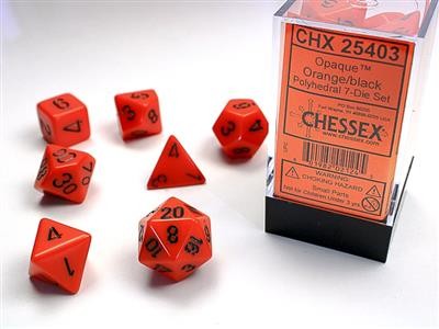 Chessex Opaque Orange w/ Black 7 w4-w20