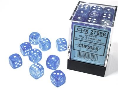 Chessex Borealis Sky Blue w/ White Luminary - 36 w6 (12mm)