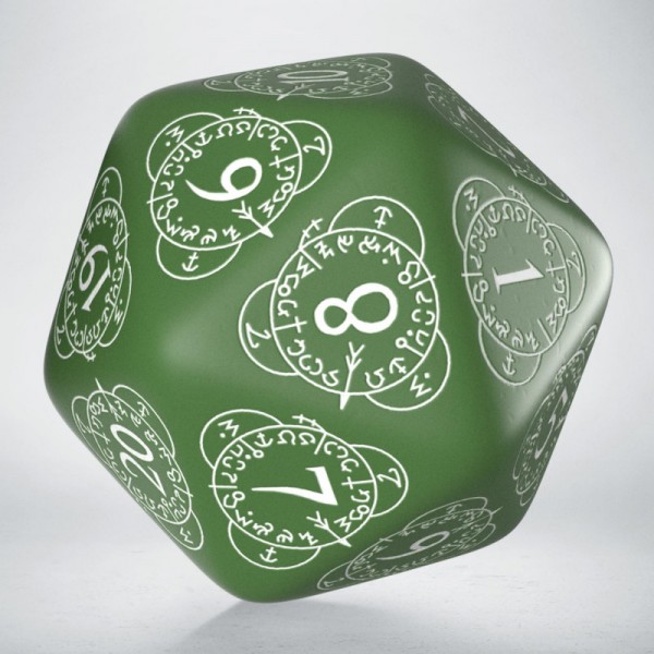 Q-Workshop: D20 Level Counter Dice - Green &amp; White