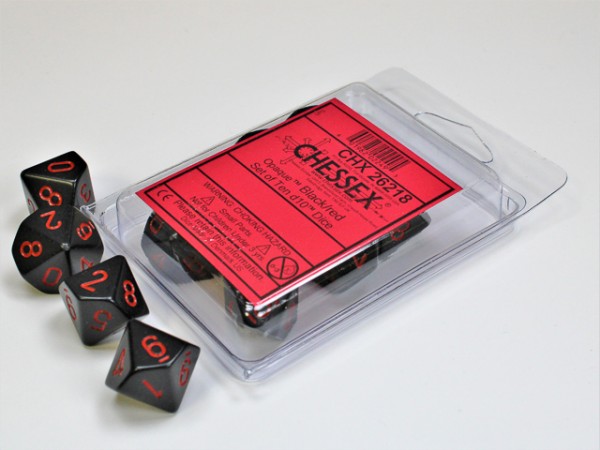 Chessex Opaque Black/red 10w10