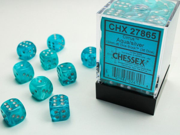 Chessex Cirrus Aqua/silver - 36 w6 (12mm)