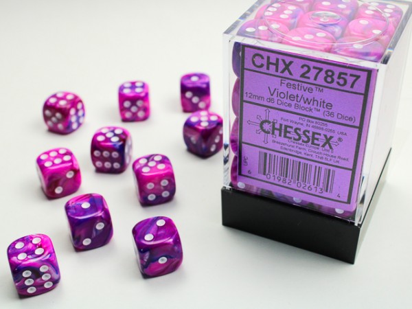 Chessex Festive Violet w/ White - 36 w6 (12mm)